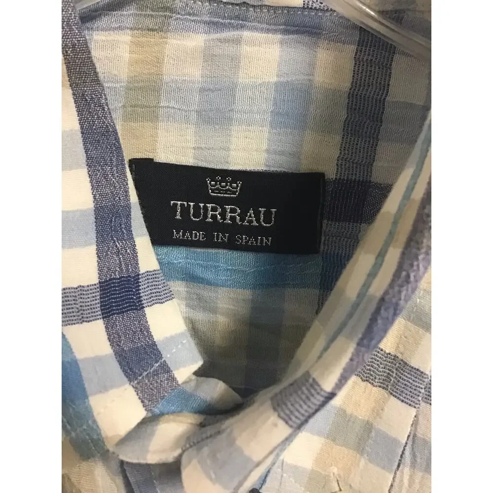 Turrau‎ Longsleeve yellow and blue plaid Collared Button-Up Shirt Men's Medium